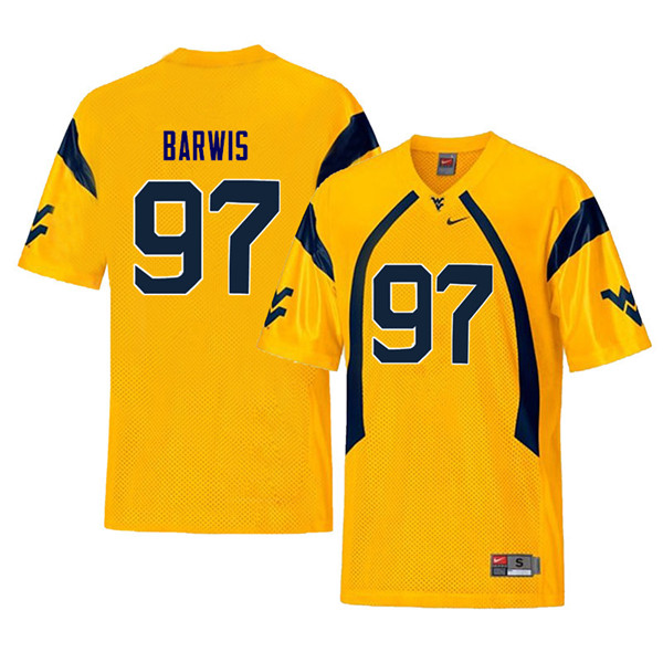 Men #97 Connor Barwis West Virginia Mountaineers Throwback College Football Jerseys Sale-Yellow